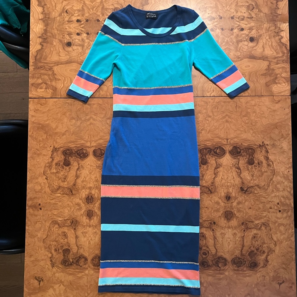Ronny Kobo Multicolor Striped Knit Midi Dress Size Small
